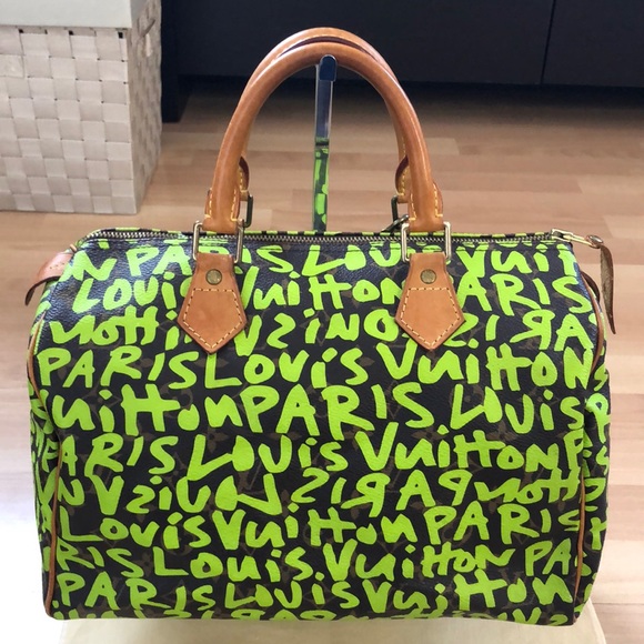 ๐ผ๐ผ GORGEOUS ๐ผ๐ผ Louis Vuitton Stephen Sprouse Graffiti Speedy 30 neon greโฆ - Picture 3 of 16